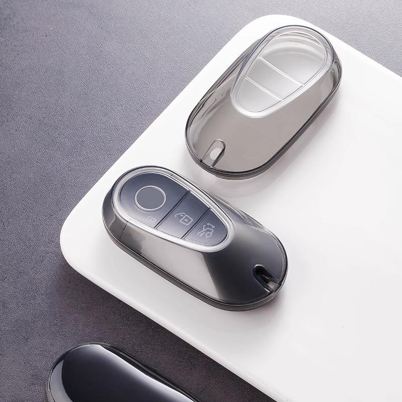 Soft TPU Car Key Case For Mercedes-Benz C S GLC EQE EQS Class W223 X254 V297 V295 W206 S206 X206 Transparent Key Holder