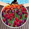 Round Beach Towel Flower Tulip Microfiber Beach Towels Quick Dry Super Absorbent Pool Towels Sand Free Beach Blanket for Pool