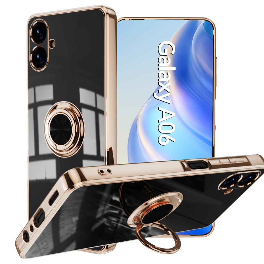 For Samsung Galaxy A06 4G Case Precise Cutouts 6D Electroplating TPU Phone Cover with Ring Holder