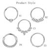 5pcs 16G Fashion 316L Stainless Steel CZ Hinged Septum Clicker Nose Hoop Rings,Daith Helix Tragus Cartilage Piercing Jewelry