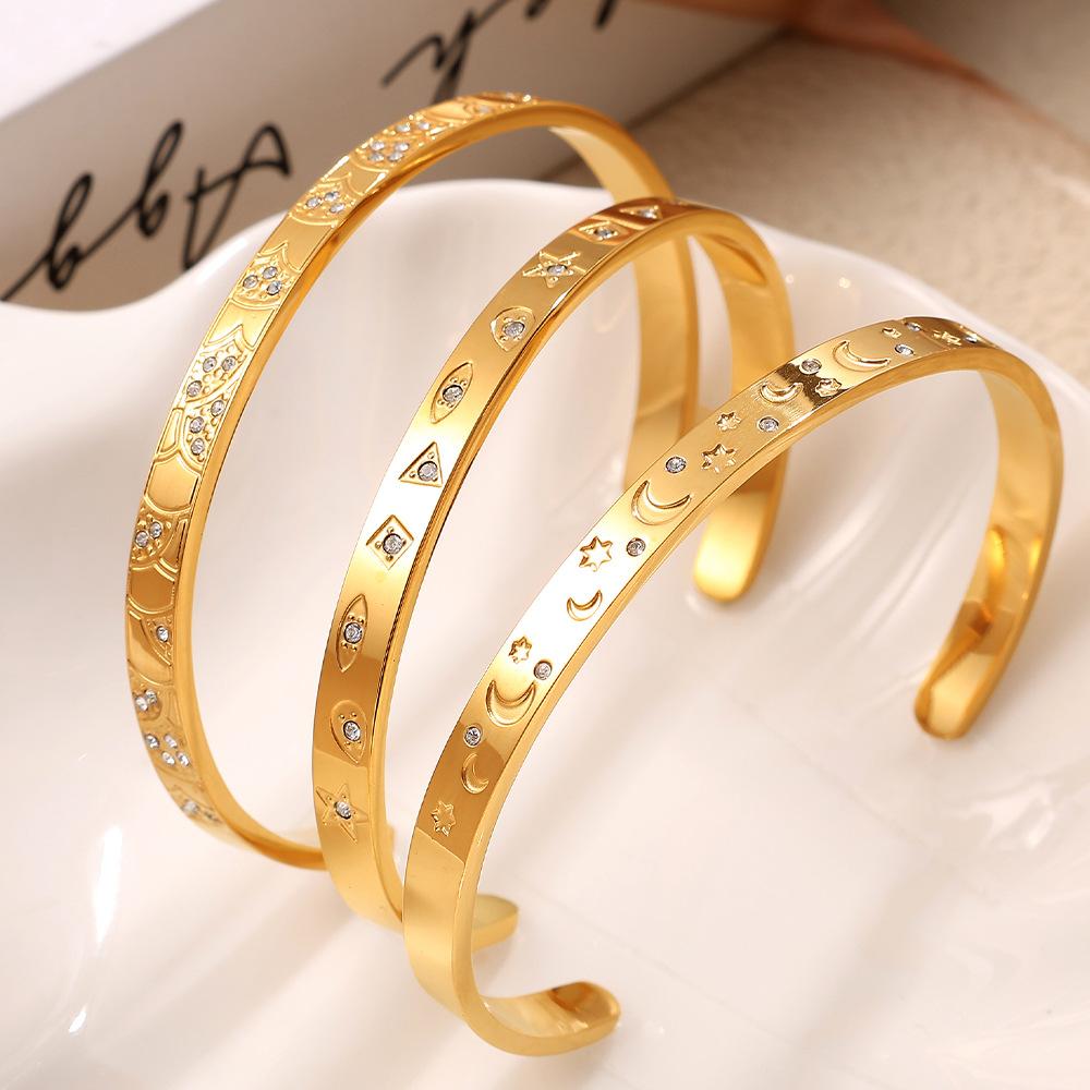 Exaggerated Personality Versatile Titanium Steel Inlaid Zircon Marine Series Stainless Steel Advanced Sense Opening Bracelet