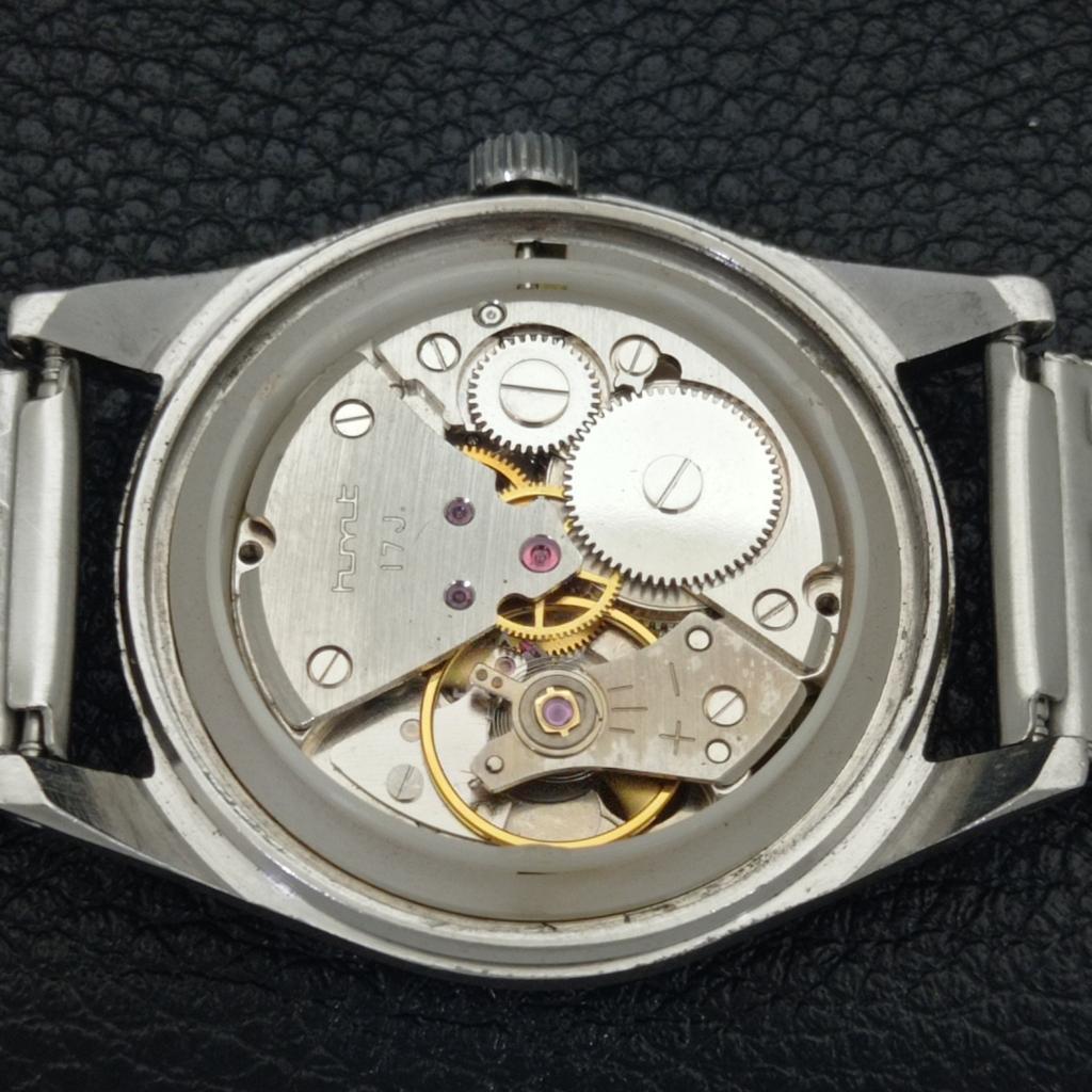 VINTAGE HMT JAWAN HAND-WINDING INDIAN MENS BLACK COLOR DIAL WATCH A700283-5 R202-a700283