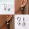 S925 Silver Colorful Sparking Zircon Heart Shape Dopamine Hoop Earrings Flowers Earrings Jewelry for Women Girl Fine Gifts