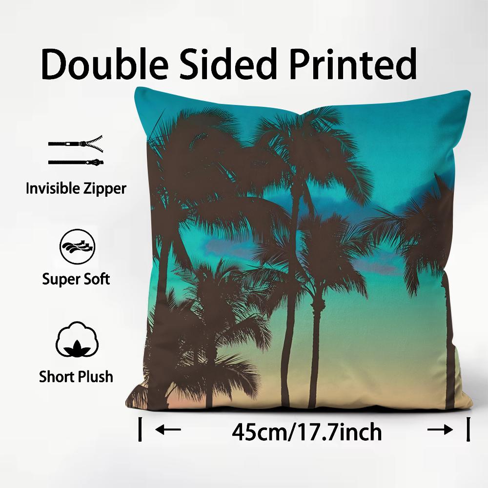 Tropical Scenery INS Cushion Cover Plush Fabric Soft DoubleSided Printed Sofa Warm Winter Home Child Gift Pillow Case
