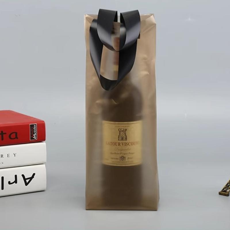 Universal Plastic Thick Handbag Red Wine Tote Bag Grape Wine Tote Transparent Gift Bag Portable Eco-friendly Purse Durable White Carrier Bag