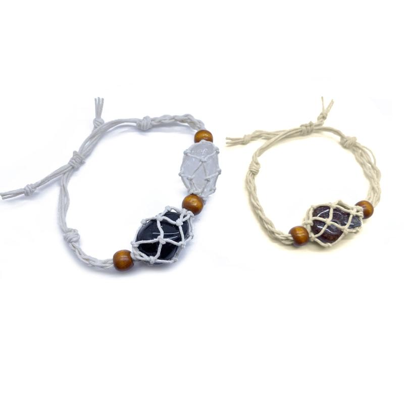 Net Bag Adjustable Bracelet Cord Empty Without Stone Crystal Holder Bracelet Natural Healing Gem Macrame Bracelet Decor
