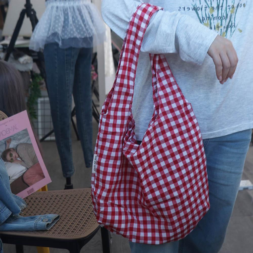 Vintage Single Shoulder Bag Large Capacity Women's Handbag Plaid Underarm Bags  Spring Summer