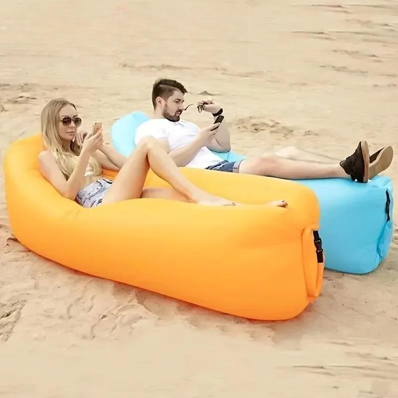 Outdoor Lazy Inflatable Sofa Portable Air Sleeping Bag Durable Camping Air Cushion Camping Beach Lawn Comfortable Sofa Bed
