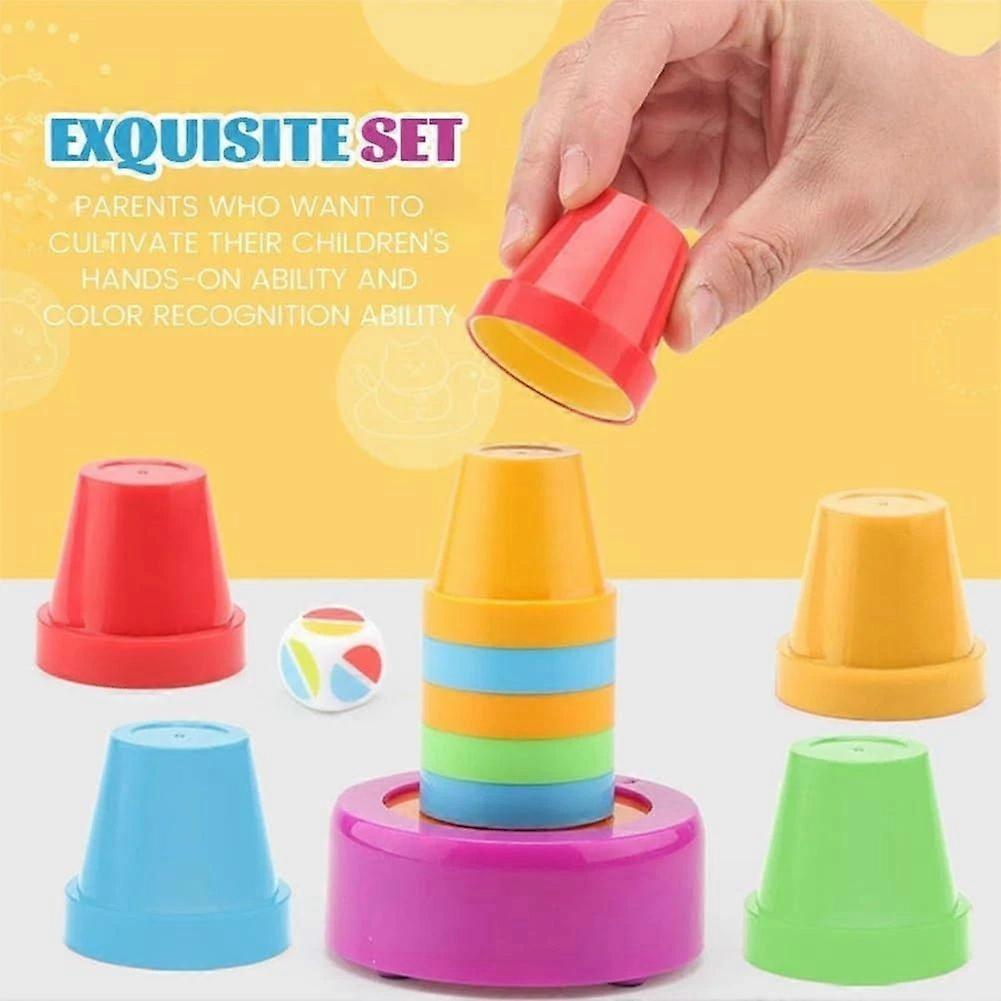 Tabletop Competitive Cup Stacking Game, Color Stacking Challenge Game, Speed Cup
