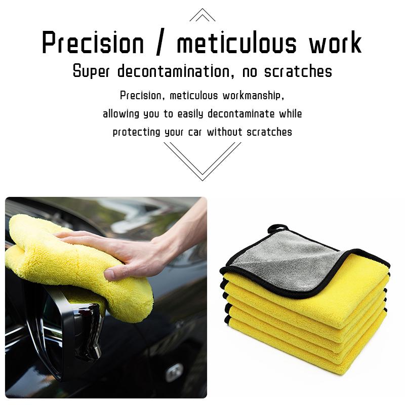 5pcs Car Care Wash Tools Thick Plush Soft Microfiber Cleaning Polishing Towels 30x40cm