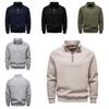 Felpa Autunno Inverno da Uomo con Collo Alto e Fodera in Pile per Uso Casual Urbano