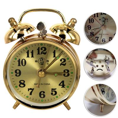 Gold  Mechanical Alarm Clock Manual Wind Up Vintage Metal Snooze Table Clock Display Cute Version Home Decoration Supplies