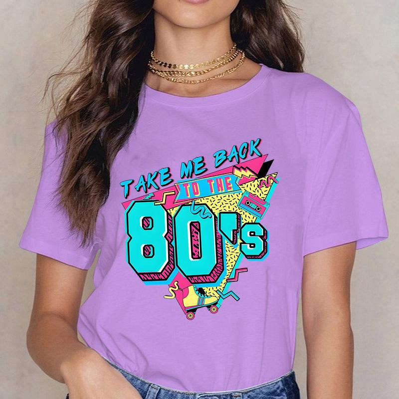 Take ME BACK TO THE 90'S Fun Letter Printed Casual Loose Round Neck Cotton Short Sleeved Top T-Shirts Women’s