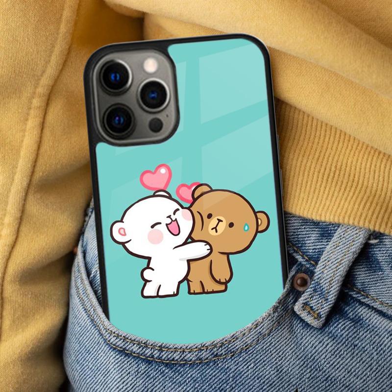 Cute Bear Lovers Soft Phone Case for iPhone 17 Air 16e Pro max 15 Pro 13 14 Plus 11 12 MagSafe Magnetic Coque
