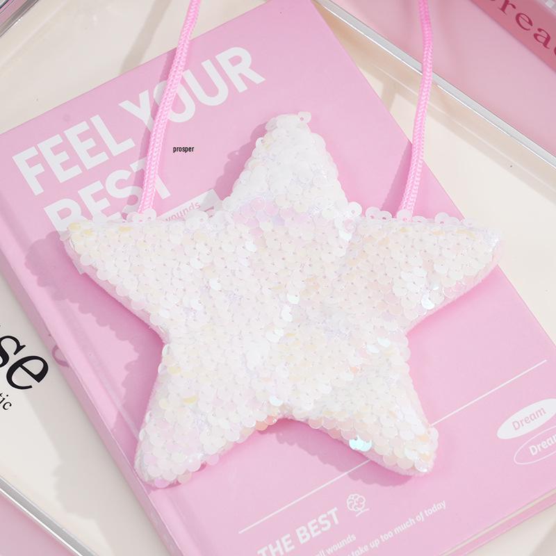 

Красочный кошелек для монет в форме звезды с пайетками для детей - Милый кошелек для хранения с узором чешуи розовый/звезда