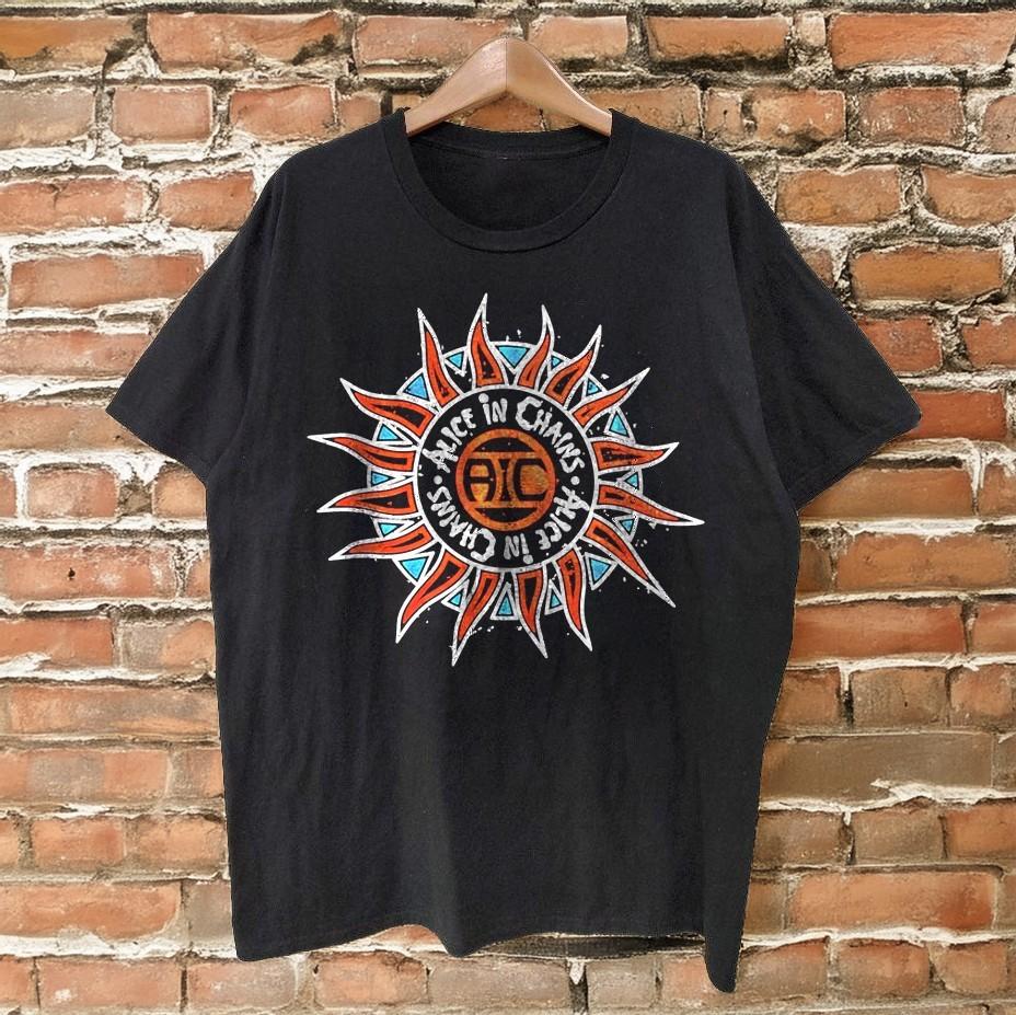 

New Alice in Chains Logo Rock Band Grunge 90s Black Cotton Tshirt Size S5XL Unisex T-Shirt S