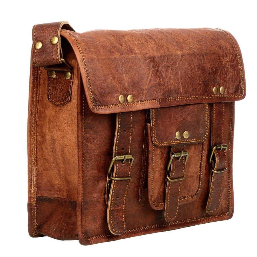 Men's Leather Shoulder Bag Briefcase Messenger Laptop Satchel Vintage Style