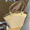 Straw bag women's vacation beach casual versatile retro vegetable basket shoulder bag fashion woven bag