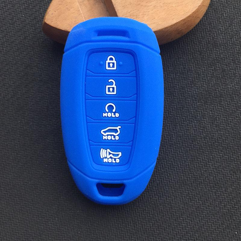 Silicone Car Key Cover Case For Hyundai Palisade 2021 Ix35 Tucson Accent Santa Fe Solaris ELANTRA Azera 5button Key accessories