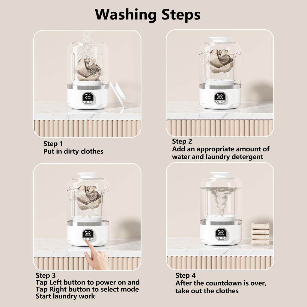 4000mAh Portable Automatic mini Washing Machine For Business Travel Home Outdoor Camping Laundry of Underwear Socks