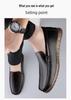 Men's Large Size Genuine Leather Casual Shoes - Non-Slip Thick Sole, Wear-Resistant, Ideal for Middle-Aged Wearers.
