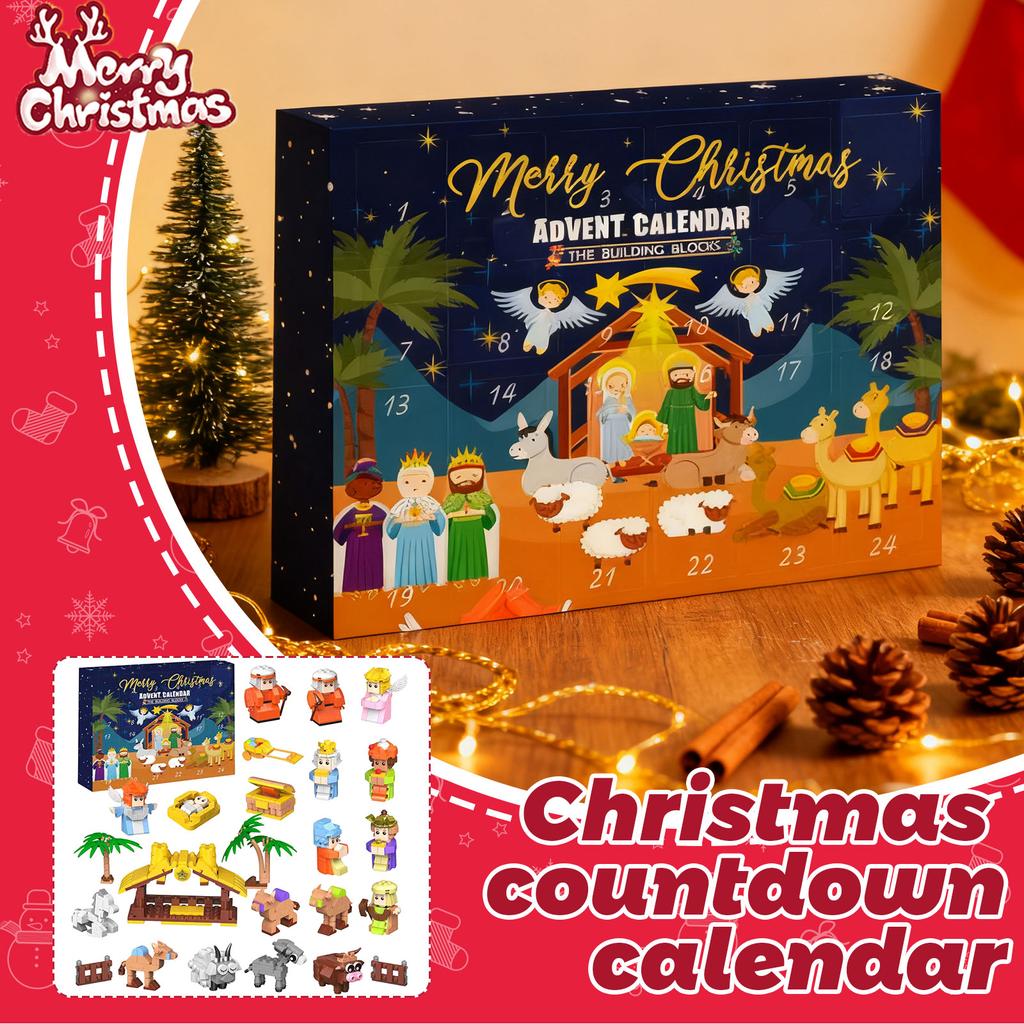 New Year Advent Calendar - Christmas Countdown Calendar With 24 Building Block Toys