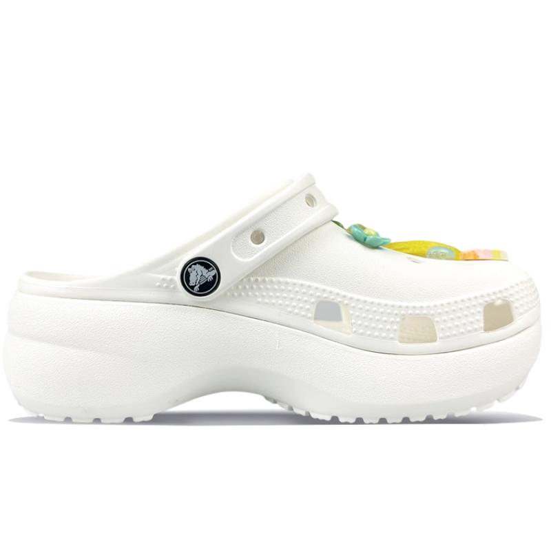 Crocs Classic Platform Clog BNK Sour Lemon Dream Star Summer French Line Girly Sweet Cool Hole Shoes Women's Green & White