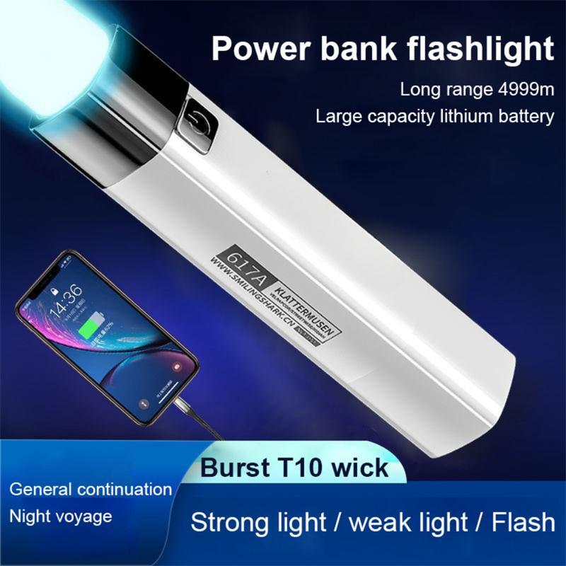 Lommelykt med USB-ladekabel Ultra Bright LED liten lommelykt, 3 lysmoduser, mini, 2 i 1