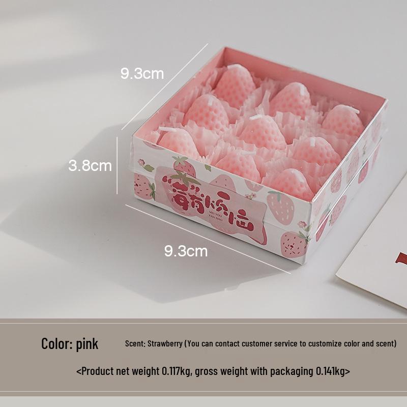 Handmade Cute Strawberry Scented Soy Wax Candle – Creative Birthday Party Favor Gift