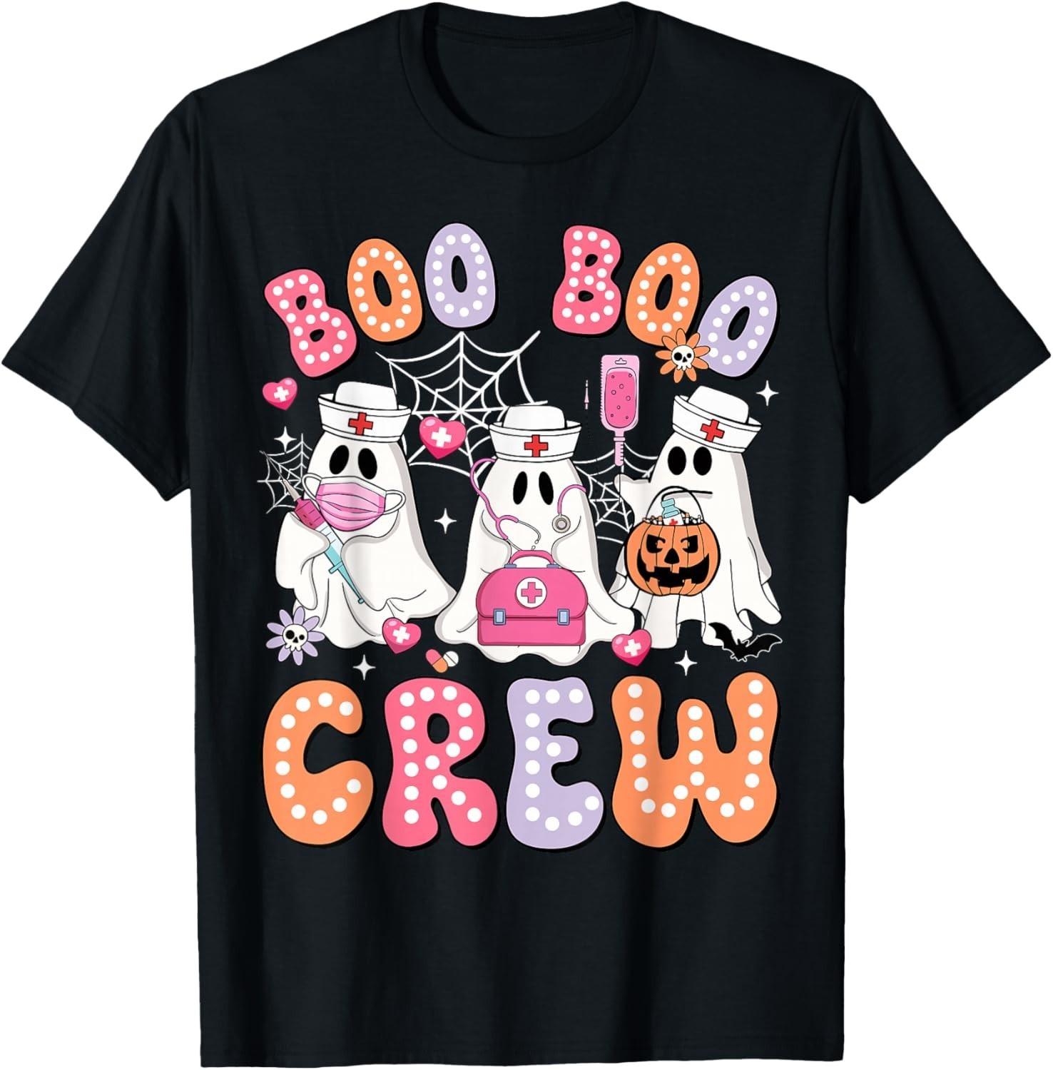 Boo Boo Crew Nurse Funny Ghost Halloween Nurse Life Women unisex T-Shirt Mens Womens Tees Top 4XL