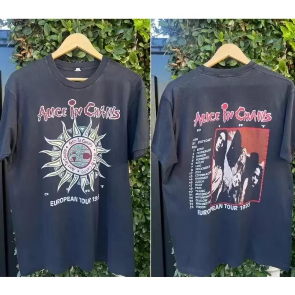 

Alice in Chains DIRT Album Basic Black Short Sleeve 2-Sided Cotton T-Shirt Summer New Men s and Women s Retro Fashion T-Shirt S
