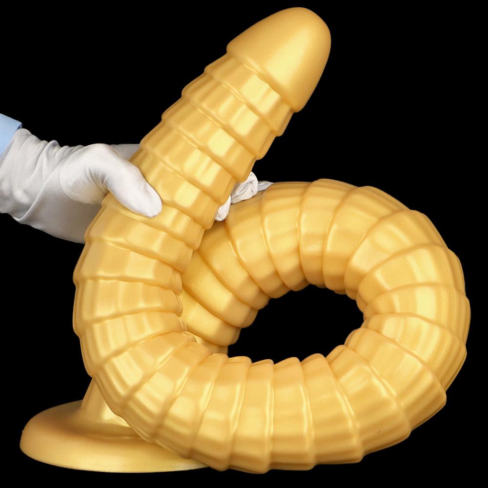 80*7cm zlatý silikonový extra dlouhý masturbátor anální kolík fisting realistický řemínek na penis na penisu BDSM