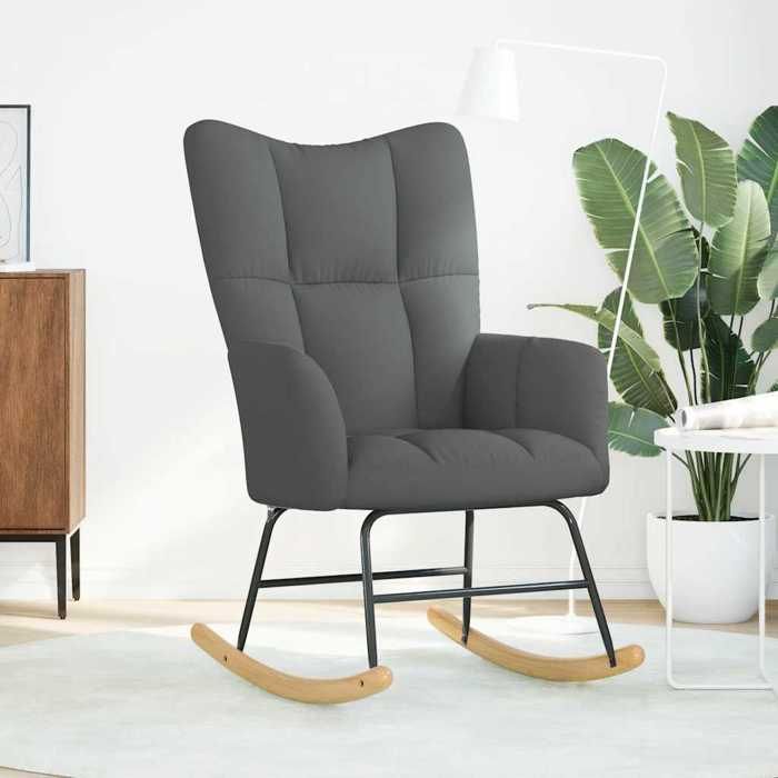 VidaXL Chaise à bascule Gris foncé Tissu, chaise, chaise de relaxation, fauteuil relax, chaise de salon, bascule, chaise en 4016790