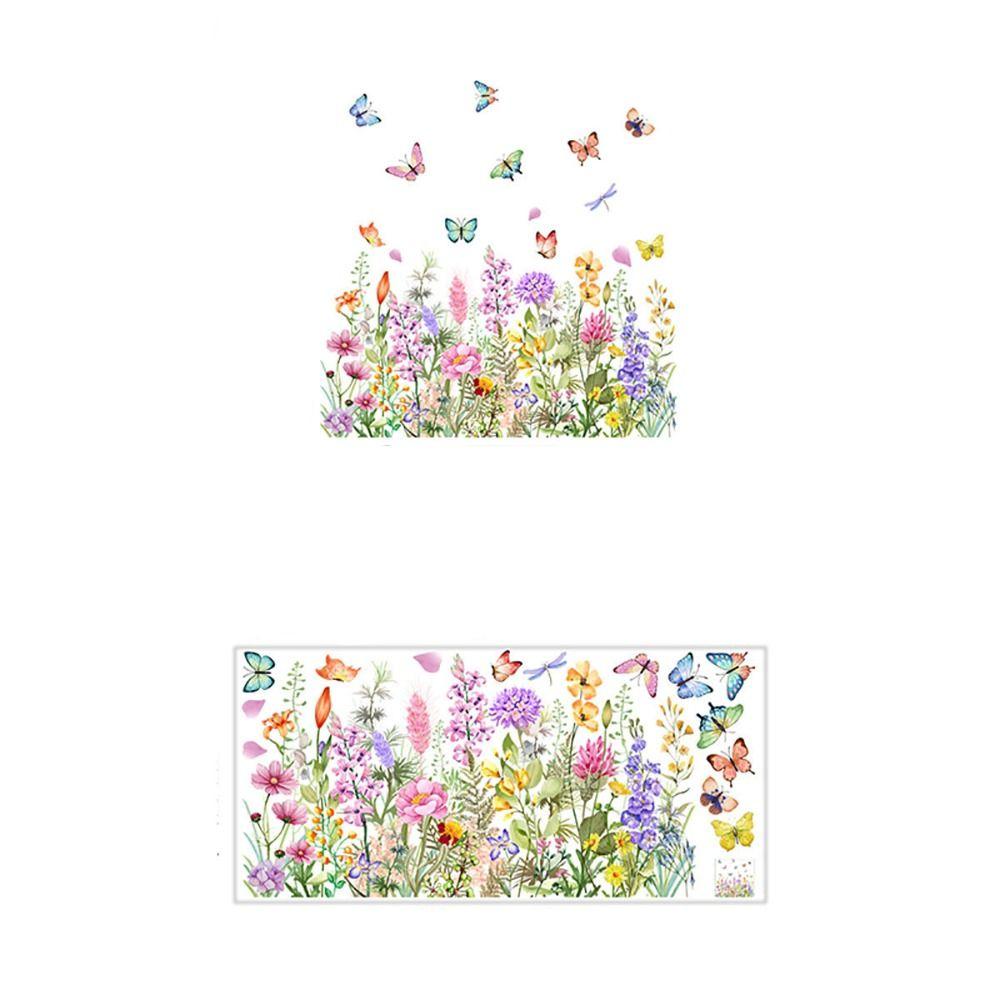 Self-adhesive Flowers Butterfly Wall Stickers Beautiful Background Decor Decals Living Room