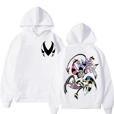 American Anime Helluva Boss Double Sided Print Hoodie Unisex Women Trend Cartoon Hooded Sweatshirts Fashion Casual Loose Pullovers