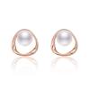High-End Retro Pearl Circle Stud Earrings for Women - Light Luxury French Design, Perfect for Autumn and Winter