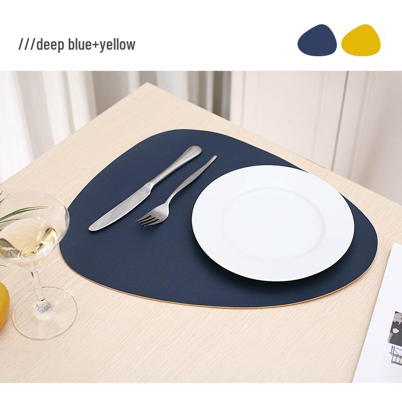 Two-Tone PU Leather Placemat: Waterproof, Oil-Proof, Heat-Insulating, Non-Slip PVC Mat for Western Dinner Plates.