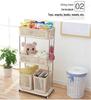 Three-Tier Rolling Storage Rack: Plastic Shelf for Bathroom, Kitchen, or Laundry.