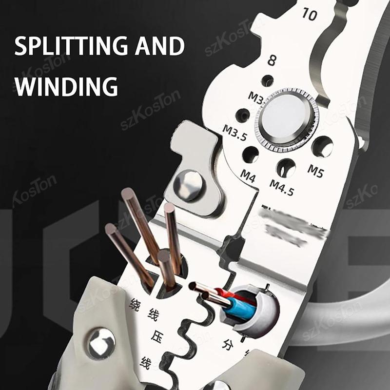 Multifunctional Wire Stripping Pliers Crimper Cable Cutter Electrical Pliers Industrial Grade Wire Crimping Cable Pulling Pliers