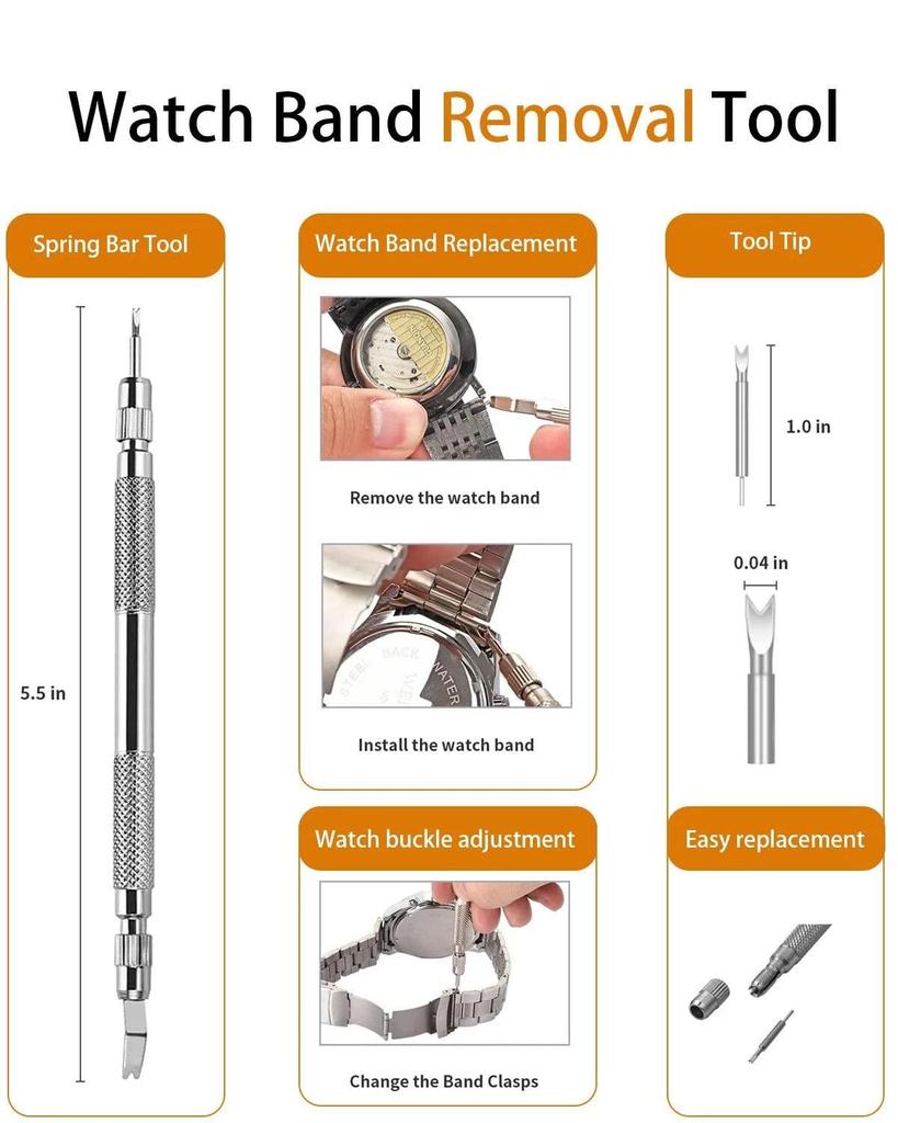 144-Piece Silver Watch Band Repair and Removal Tool Set