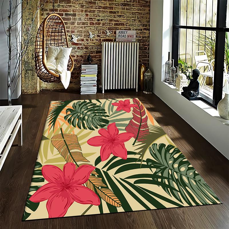 Tropical Floral Carpet, Vibrant Colors with Nature's Touch Suitable for use as an anti-slip game mat for living room and bedroom sofas