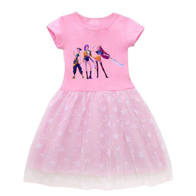 Children's Kpop Witch Hunt Group Tulle Dress Summer Girl Princess Dress