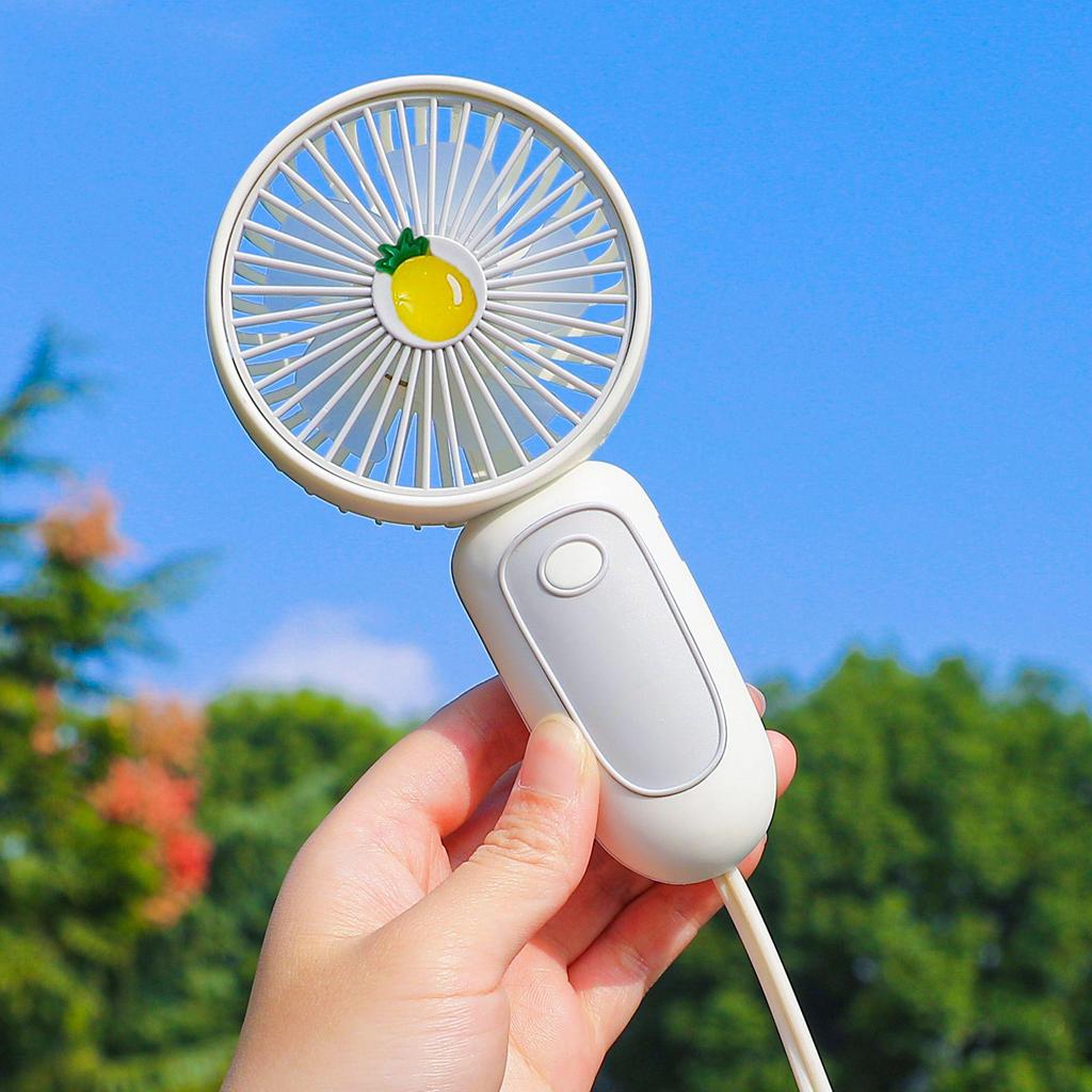 2026 USB Rechargeable Compact Handheld Lanyard Fan - Fresh Style & Portable Gift