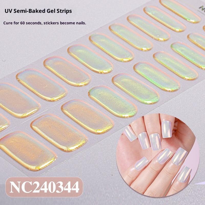 Chameleon Gradient Semi-cured Gel Nail Stickers, Cross-border Mirror Aurora Semi-baked Gel UV Nail Stickers