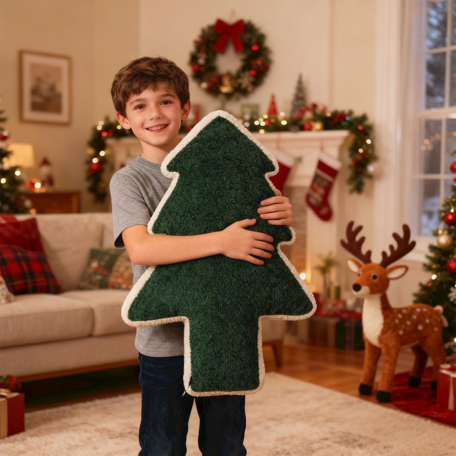 

Плюшевые подушки-пледы в форме рождественской елки, для дома, гостиной, дивана, рождественская атмосфера, декоративные подушки и подушки One Size зелёный