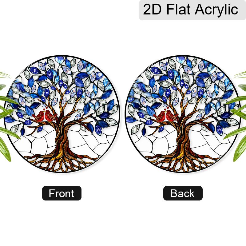 Acryl Levensboom Zonenvanger Glas-in-lood Effect Raamhangend Ornament Natuur Decor voor Huis