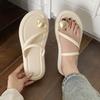 Women's Summer Fashion Outerwear Shell Shaped Slippers PVC Sole Anti-Wear Slip-Resistant Flat Heel Clip-On Sandals Beach Wear