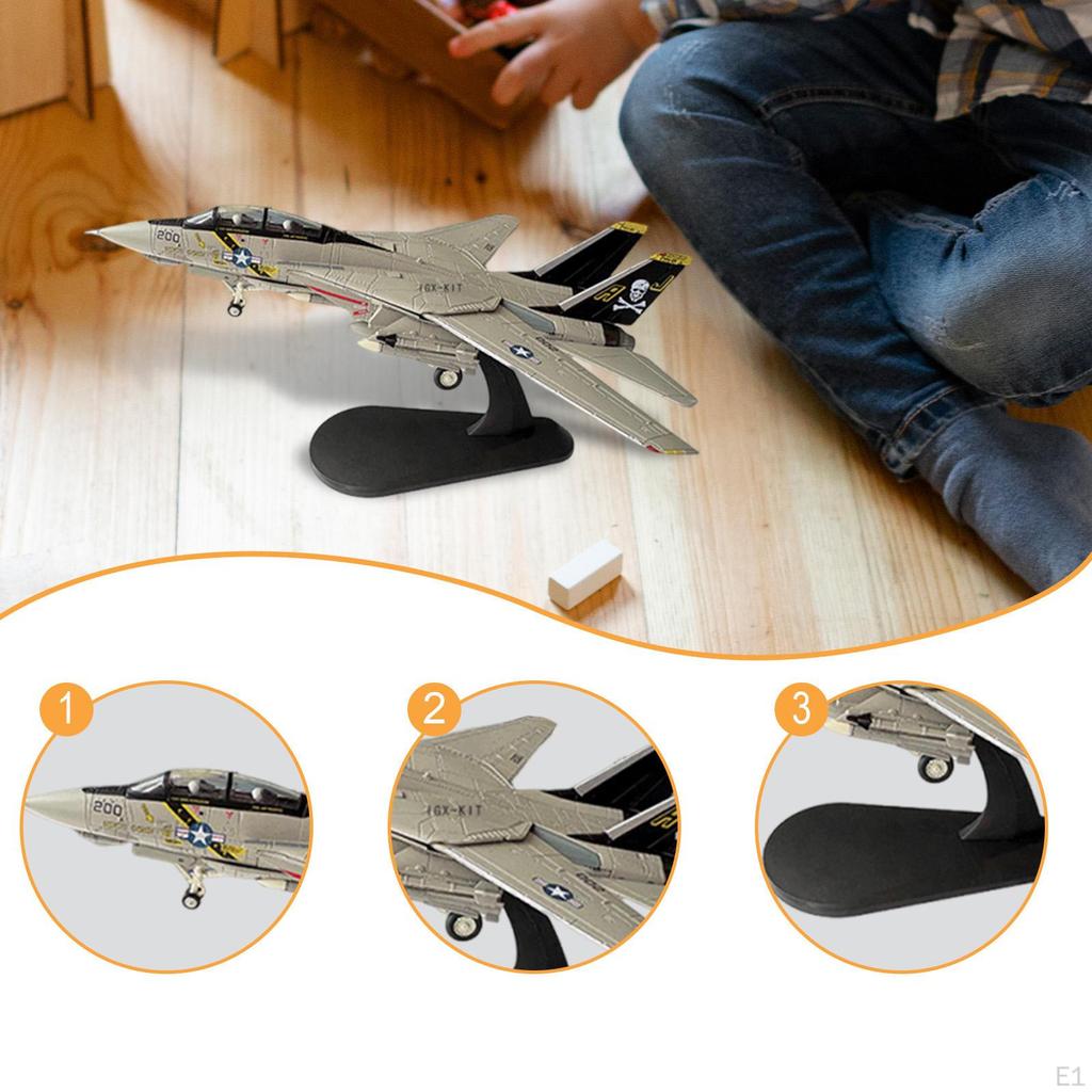1:100 F-14A Aircraft Model Stimulated Fighter Collectible Teaching Aids with Base Attack Plane