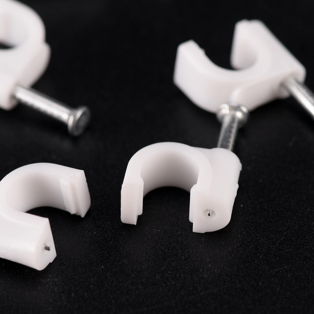 100 Pcs New Rg59 Coax Cat5 Cat6 Cable Wire Clips Nail Clamps Straps Tacks White 6Mm
