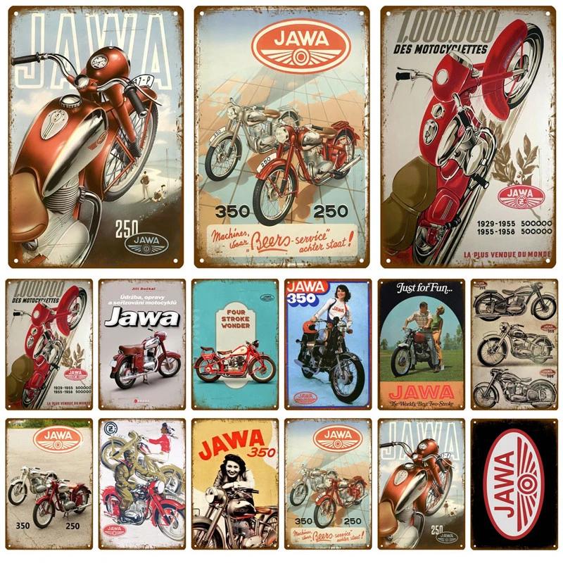 JAWA Vintage Nástěnný Plakát Vintage Retro Nástěnný Domácí Restaurace Dekorace Plaketa Kovová Nástěnná Dekorace Umění Kovová Značka Plechová Značka Talíř